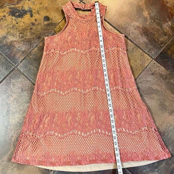 Dina Be Pink Rose Lace Halter MIDI Dress Small - Picture 5 of 10